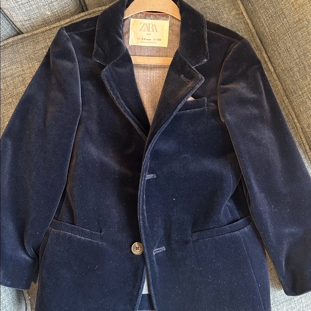 Zara kids Navy Velvet holiday Blazer